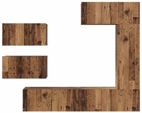 TV szekrény garnitúra 6 pcs Régi fa 30.5 x 30 x 90 cm Faanyag