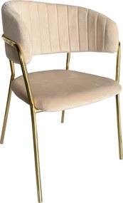 Design étkezőszék, bézs Velvet szövet/gold króm arany, DASMIN NEW TYP 1