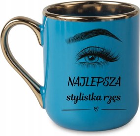 Elegáns bögre "Legjobb szempilla stylist" Ajándék tökéletes 330 Kék