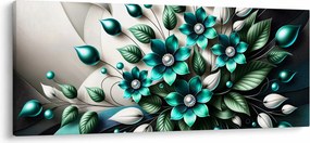 Kép - 3D türkiz virágok (120x50 cm)