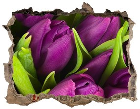 3d lyuk fal dekoráció Lila tulipánok nd-k-89975331