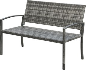 Outsunny Polyrattan Kerti Pad 2 Személyes UV-álló Pad Ergonomikus Karfával és Háttámlával, Kerti Bútor Park Pad 240 kg Teherbírással, Balkoni Pad Kert