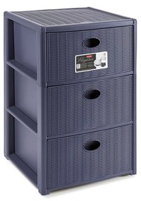 STEFANPLAST Műanyag tároló polc Elegance, 3 fiókos, kék