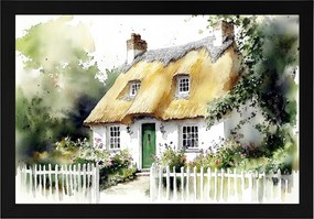 Poszter Keret Fa Tájkép Anglia Ház Kunyhó Kert Nádas Falu 60x40