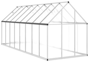 ezüstszínű alumínium melegház alapvázzal 445x169x195 cm