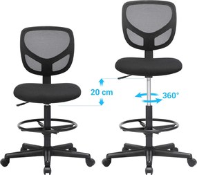 Hálós irodai szék, forgó szék ülésmagasság 55-75 cm, fekete