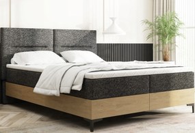 Kontinentális ágy 140x200 kárpitozott tölgyfa tárolóval és matracokkal