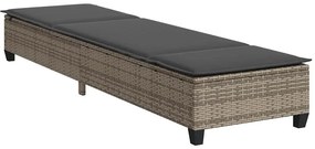 Szürke polyrattan napozóágy párnákkal 55x200x25,5 cm