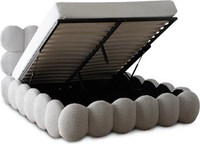 Szürke Bouclé Franciaágy Ágyneműtartóval. 160x200 ANKARA