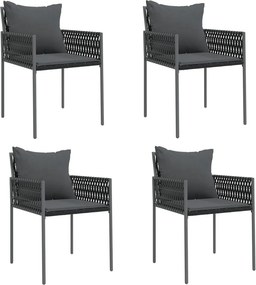 vidaXL 4 db fekete polyrattan kerti szék párnával 54x61x83 cm