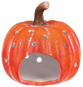 Tök gyertyatartó, lyukas, narancssárga, kerámia, átmérő: 14 cm