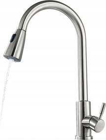 Konyhai Csaptelep Kihúzható Kifolyócső 2 Üzemmód Szálcsiszolt Acél Csaptelep 2F Szatén