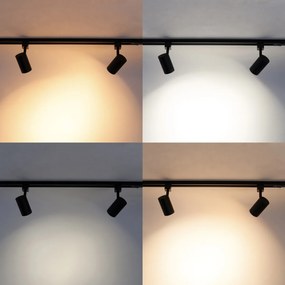 Okos fekete sínspotlámpa 1 fázisú, Wifi GU10-zel - Iconic Jeana