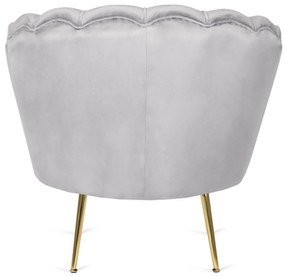 Elegáns Fotel Lábtartóval Szürke Bársony Kárpittal. GRAND