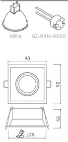 Lámpa Mennyezeti lámpatest SALTO, IP20, négyzet, fekete