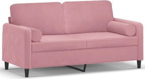 vidaXL 2 személyes rózsaszín bársony kanapé díszpárnákkal 140 cm