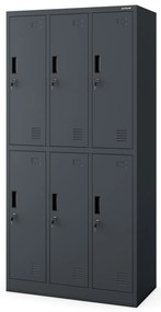 6 ajtós IGOR öltözőszekrény, 900 x 1850 x 450 mm, antracit