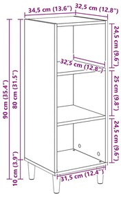 Széf Régi fa 32.5 x 34.5 x 90 cm Faanyag