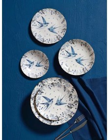 24 darabos porcelán étkészlet, fehér/kék