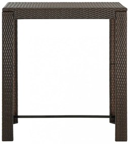 barna polyrattan kerti bárasztal 100 x 60,5 x 110,5 cm