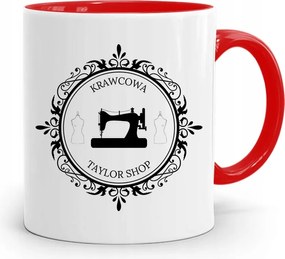 Piros Szabó Bögre Varrónői Nyomtatott Fényképpel