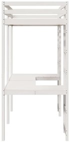 vidaXL Tetőtéri ágykeret Fehér 90 x 190 cm Tömör fenyőfa