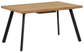 Étkezőasztal, összecsukható, tölgy/fém, 140-180x80 cm, AKAIKO