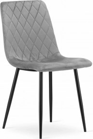 Szürke bársonyszék TURIN fekete lábakkal