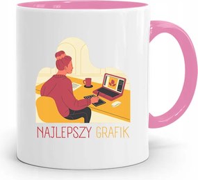 Rózsaszín Bögre Ajándék Grafikusoknak Legjobb Grafika nyomtatott fotóval