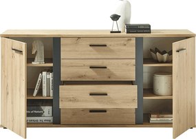Komód, artisan tölgy/fekete, KANODE