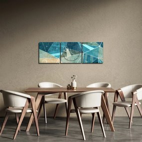 Kép - Türkiz absztrakció (órával) (90x30 cm)