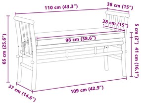 Kerti pad párnával, 110 cm Bambusz