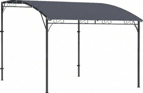 Outsunny fali kerti pergola, 384 x 286 x 252 cm — lejtős vízelvezető tető, UPF30+ vízálló ponyva, porszórt fém váz, szürke | Aosom