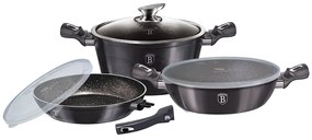 6 részes indukciós edénykészlet levehető nyéllel szürke Berlinger Haus Metallic Line Carbon Edition
