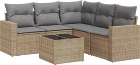vidaXL 6 részes bézs polyrattan kerti ülőgarnitúra párnával
