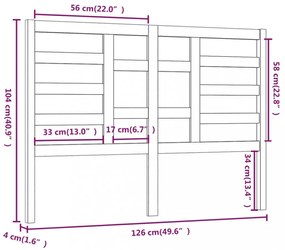 fehér tömör fenyőfa ágyfejtámla 126 x 4 x 104 cm