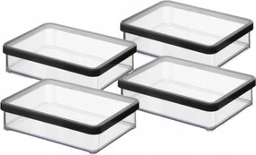 Rotho 4 Db-os Ételtároló Szett Ömlesztett Áruk 1L Fekete Alacsony Loft