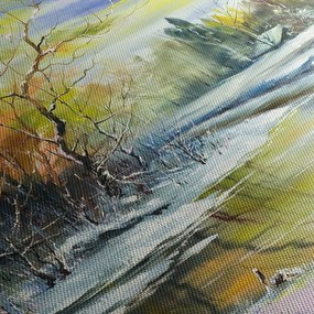 Egy téli folyó képe, olajfestmény (120x50 cm)