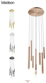 Redo 01-2050 - LED Csillár zsinóron MADISON 8xLED/4W/230V arany