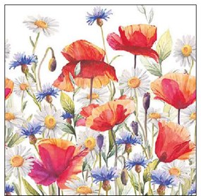 Pipacsos búzavirágos papírszalvéta 25x25 cm Poppies and cornflowers