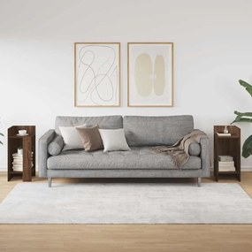 2 db barna tölgy színű kisasztal polccal 25,5 x 27 x 60 cm