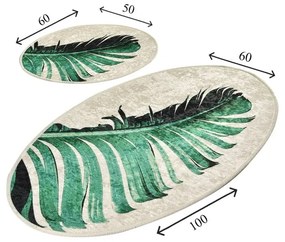 Zöld-bézs fürdőszobai kilépő szett 2 db-os 60x100 cm Floret – Foutastic
