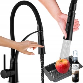 Konyhai Csaptelep Flexibilis Hosszú Kifolyócsővel Mosogató Fekete Csaptelep 7in1
