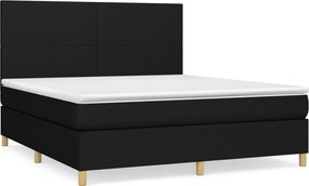 vidaXL fekete szövet rugós ágy matraccal 160x200 cm