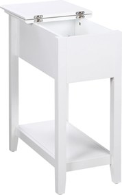 HOMCOM Éjjeli Szófaasztal Fölnyitható Fedéllel, Tároló Polccal és Rejtett Kábelnyílással, 60.5x32.5x70 cm, Fehér | Aosom