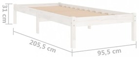 fehér tömör fenyőfa ágykeret 90x200 cm
