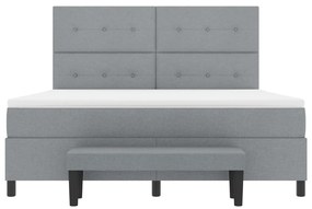 Box Spring Ágy Matraccal és Padlóval Világosszürke 180x200 cm Szövet