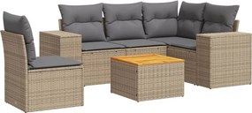 vidaXL 6 részes bézs polyrattan kerti ülőgarnitúra párnával