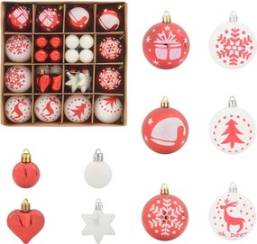 vidaXL Karácsonyi Díszgömb Készlet 40 pcs Piros és Fehér Műanyag