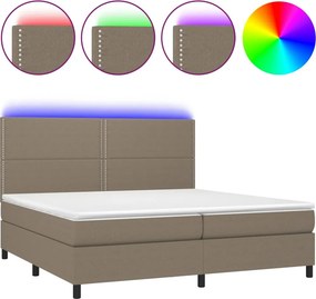 vidaXL tópszínű szövet rugós és LED-es ágy matraccal 200 x 200 cm